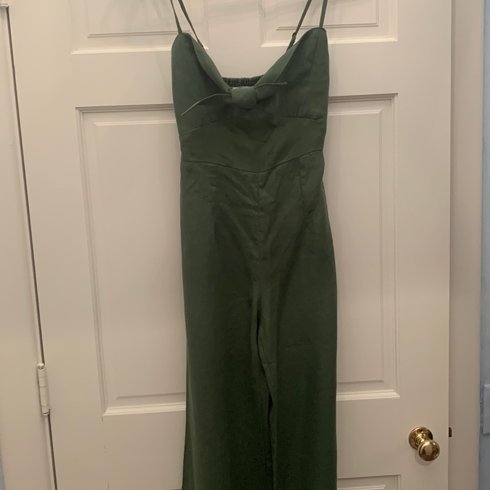 Faithful the Brand Green Linen Jumpsuit
